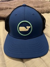 Vineyard Vines Youth Blue Mesh Snap Back Trucker Hat Whale Logo EUC