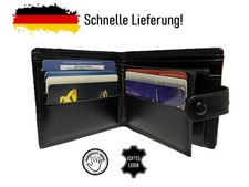 Leder Herren Geldbörse Geldbeutel Portemonnaie Querformat Schwarz in Geschenkbox