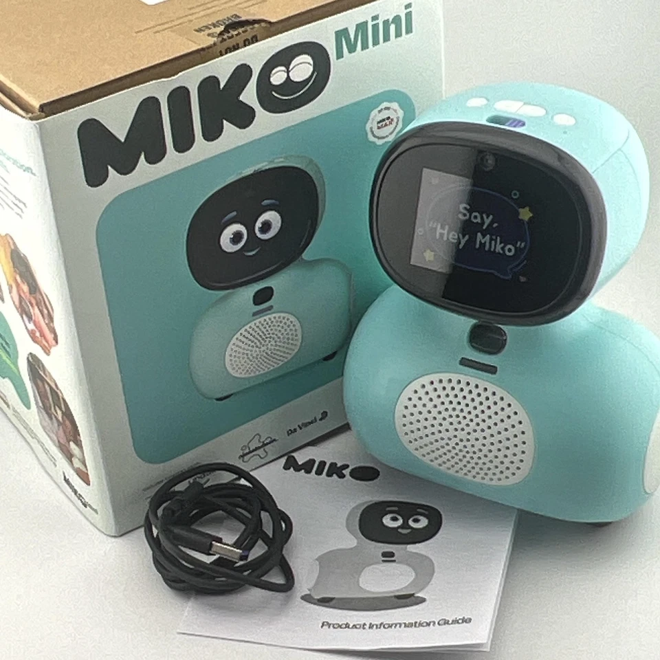 Miko Mini Interactive AI Niños Robot Compañero Verde azulado con Caja Cable Manual 5+ Foto 2 de 4