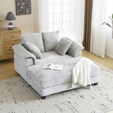 Comfy Corduroy Sleeper Couch for Living Room Bedroom Office Apartment Beige