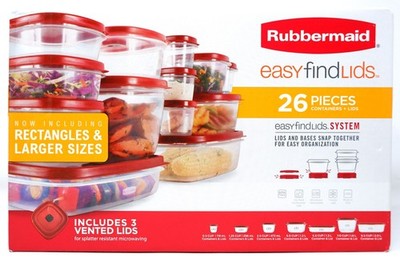 RUBBERMAID 2181380 26PC RED EASY FIND LIDS SYSTEM W/3 VENTED LIDS - NEW!
