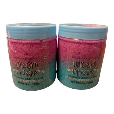 2x Onyx Bathhouse UNICORN DREAMS Foaming Body Scrub Apple With Avocado Oil 14oz