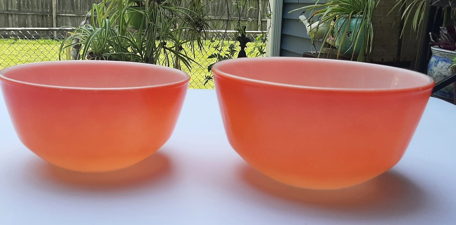 Fire King Hot Poppy Mixing Bowl; Red Orange Ombre set of 2. #3 and #16