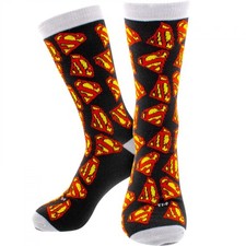 Superman Logo Collage Crew Socks Multi-Color