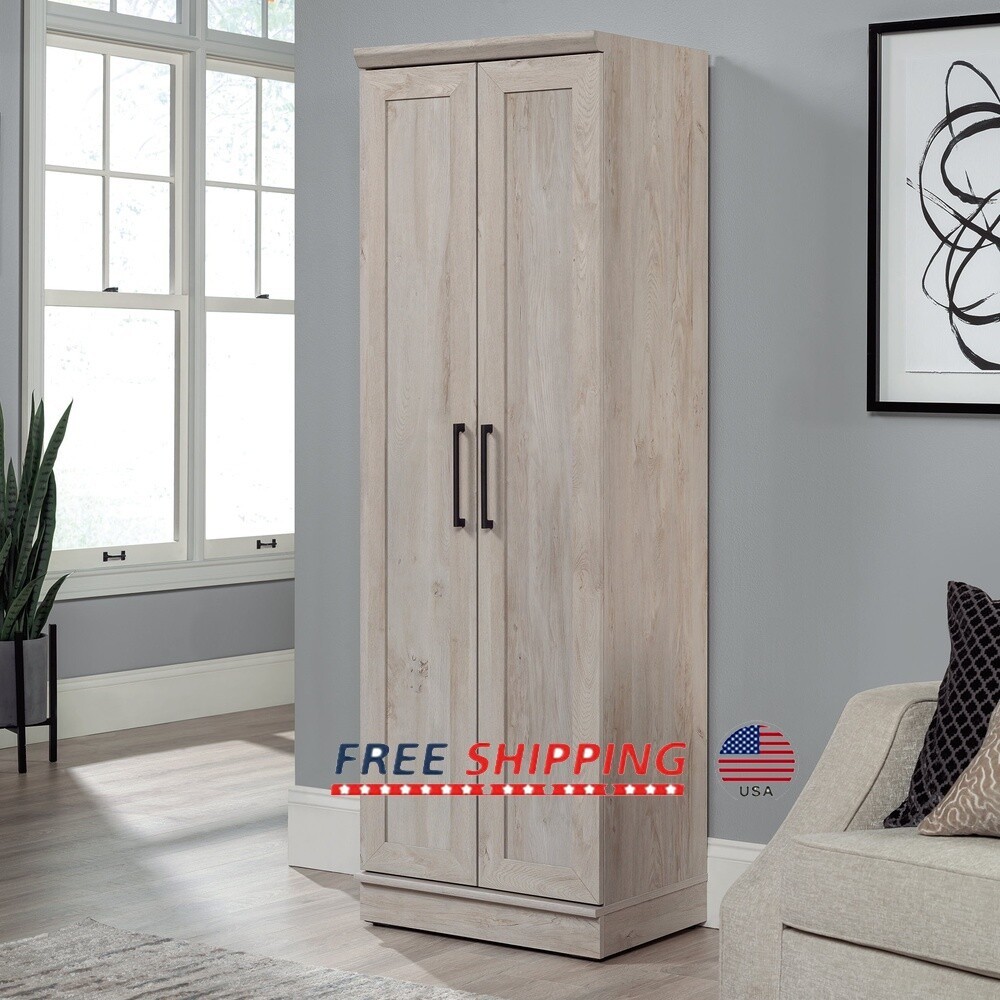 2-Door Storage Cabinet Freestanding Utility Adjustable Shelves Home Organization