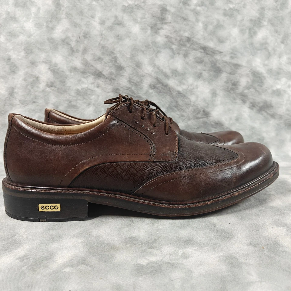 Zapatos de golf ECCO clase mundial punta de ala cuero marrón EU 47 US 13 ancho extra Foto 2 de 4