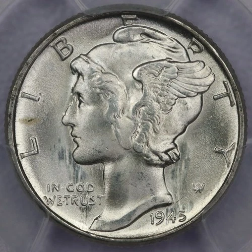 1945 10c Mercury Dime - PCGS MS 65