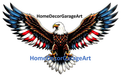 United States Bald Eagle with Flag Wings 3, Patriotic Metal Custom Cutout Shape