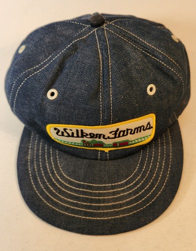 Vtg 2002 WILKEN FARMS Seeds Denim AG SNAPBACK HAT CAP Big Patch Advertising USA - Picture 2 of 9
