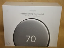 Google Nest Learning Thermostat 4th gen & Temp Sensor Polished Silver  NEW