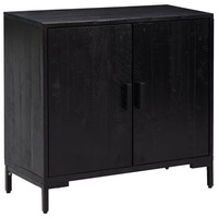 Sideboard Schwarz 75X35X70 Cm Massivholz Kiefer