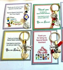 SEN Thank you Gift Special Needs Assistant Teacher Key Ring Bag Charm on Card 