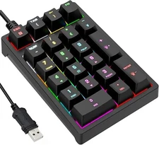 Number Pad, Mechanical USB Wired Numeric Keypad with RGB (Black)