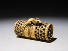 Very Cute Mouse Fine Carving Antler Netsuke Edo original netsuke inro antique