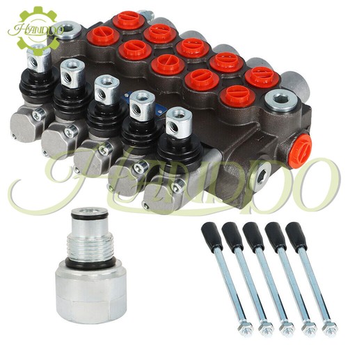 Regolatore idraulico 5 bobine 3600PSI interfaccia SAE 13GPM + spina di conversione - Foto 1 di 15