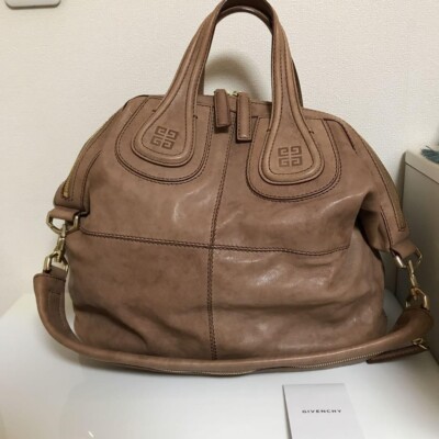 GIVENCHY Nightingale Handbag Shoulder Bag 4G Logo Engraved Greige Uneven  dyeing