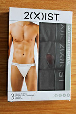 2(X)IST Pack of 3 Black Cotton T-back Thongs Size XL