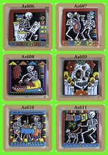 TALAVERA TILE DAY OF THE DEAD 6" SKELETON drinkers CHEF Dog Throne Dinner Cook 