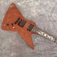Hot Sale Custom Brown Explorer Electric Guitar Mahogany Body Sun Ray Inlay