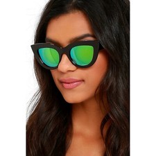 Cat Eye Sunglasses Green Mirrored Lens Fashion Sun Glasses Luxury Beach Style