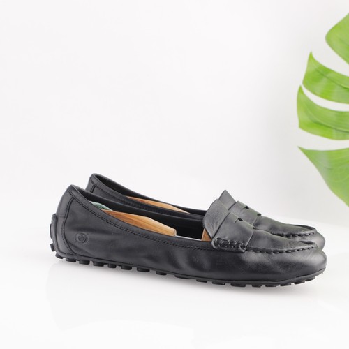 Mocasín Malena Born para mujer talla 9 M cuero negro centavo zapato de conducción plano sin cordones - Imagen 16 de 16