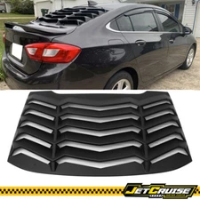 Fits 16-19 Chevy Cruze Rear Window Louvers Sun Shade Cover Unpainted Black ABS