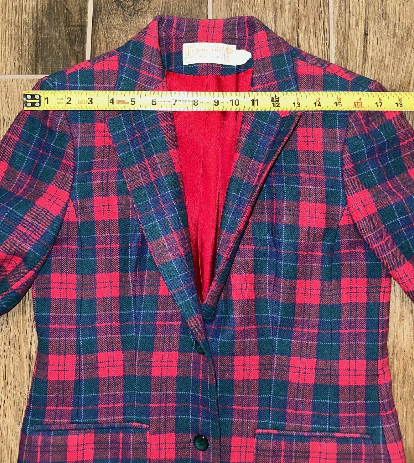 Pendleton Vintage Virgin Wool 2 Button Plaid Blaz… - image 7