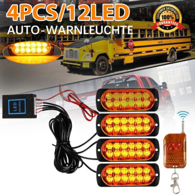 4Stk 12LED Auto Frontblitzer Warnleuchte GELB LKW Strobe Licht Blitzlicht 12V DE