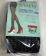 Assets by Sara Blakely Spanx Shaping Tights Textured Wishbone Black Sz 1 2049