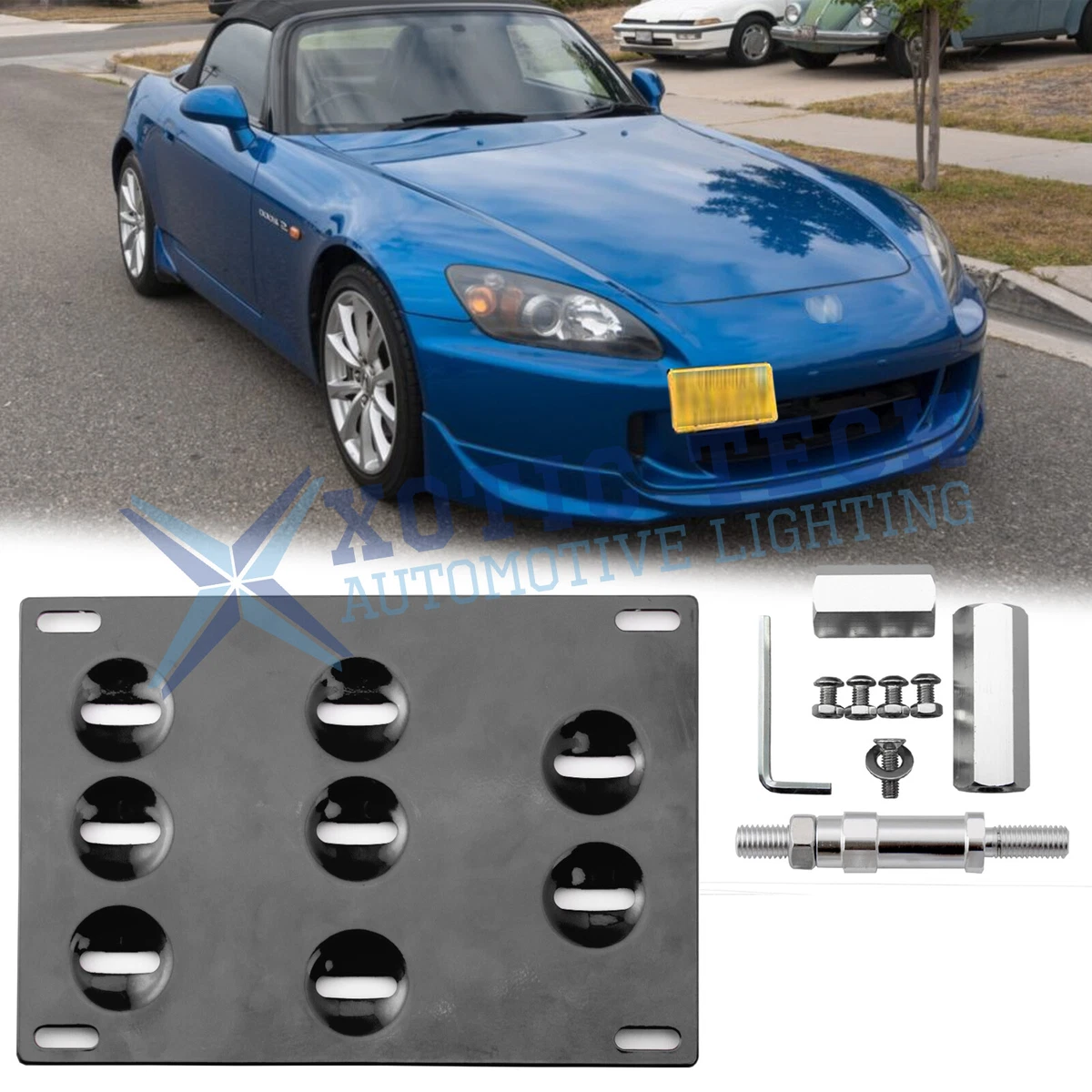 Black Tow Hook License Plate Mount Bracket For Honda S2000 AP1 AP2