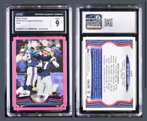 2013 Topps Tom Brady Rob Gronkowski Pink /399 CGC 9