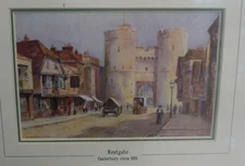 Original Matted Antique Print Ernest Haslehust Westgate Canterbury Kent c1915
