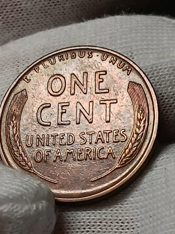 1925-S Lincoln Wheat Cent! AU/MS++ STUNNING RAINBOW TONING M/35 - Image 2 of 4