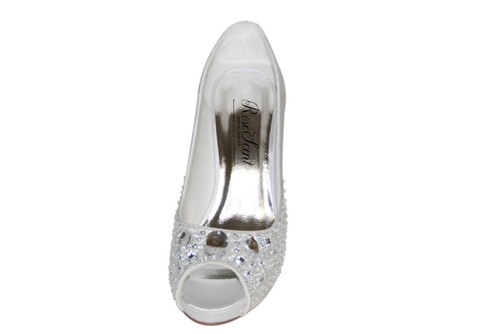 HBH Brautschuhe aus Satin, mit Strass-und Schmucksteinverzierung,10cm Absatz - Bild 3 von 13