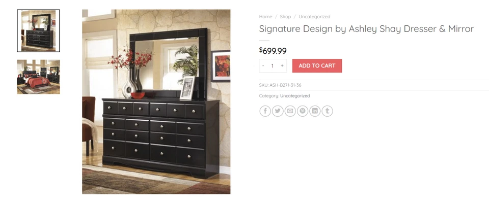 Sig. Des. by Ashley Shay Dresser & Mirror - 63″W x 15.75″D x 72.5″H Almost Black - Image 4 of 4