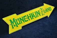 MUNCHKIN LAND Arrow - *US MADE* Embossed Metal Sign - Man Cave Garage Bar Decor