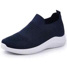 Ladies Slip On Mesh Trainers Sneakers Run Fitness Gym Sports Pumps Shoe Size Uk