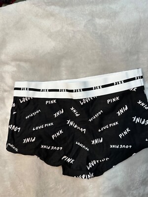 VICTORIA'S SECRET  ''LOVE PINK''  LOGO SCRIPT PRINT BOYSHORT X-SMALL  SMALL-MEDIUM