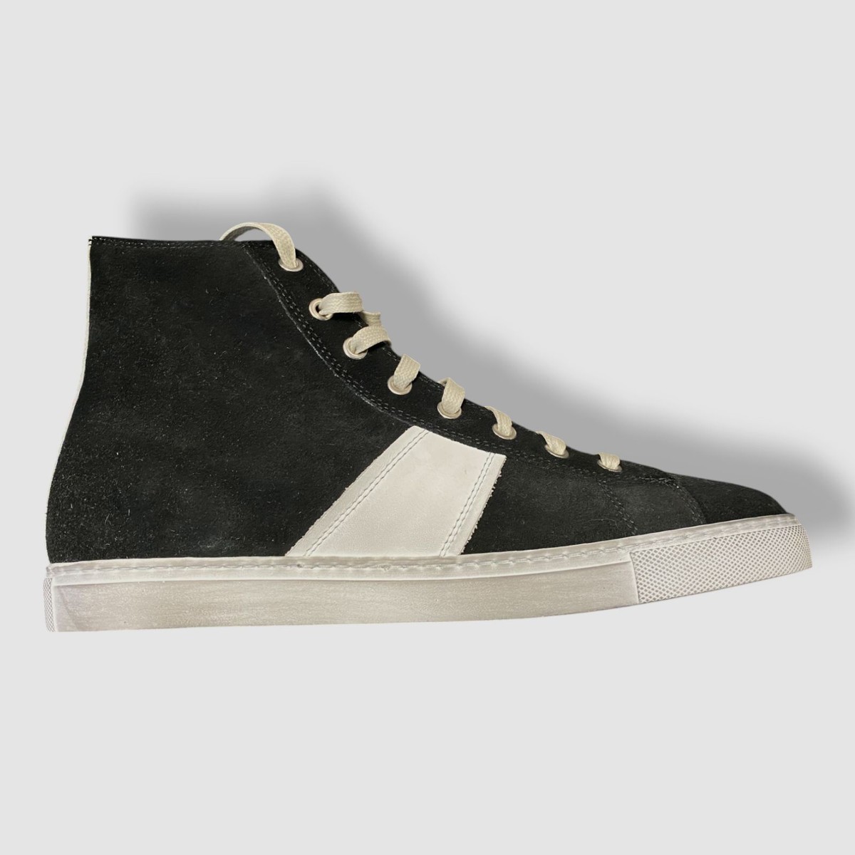 Greats Men's Black Reign Distressed Leather High Top Sneakers