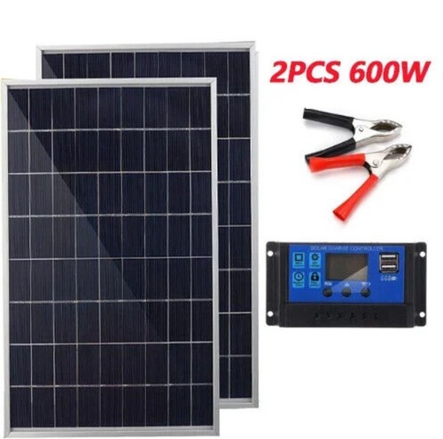 Kit Pannello Solare 12V Completo Capacità 600W Policristallino Alimentazione USB Portatile - Foto 9 di 30