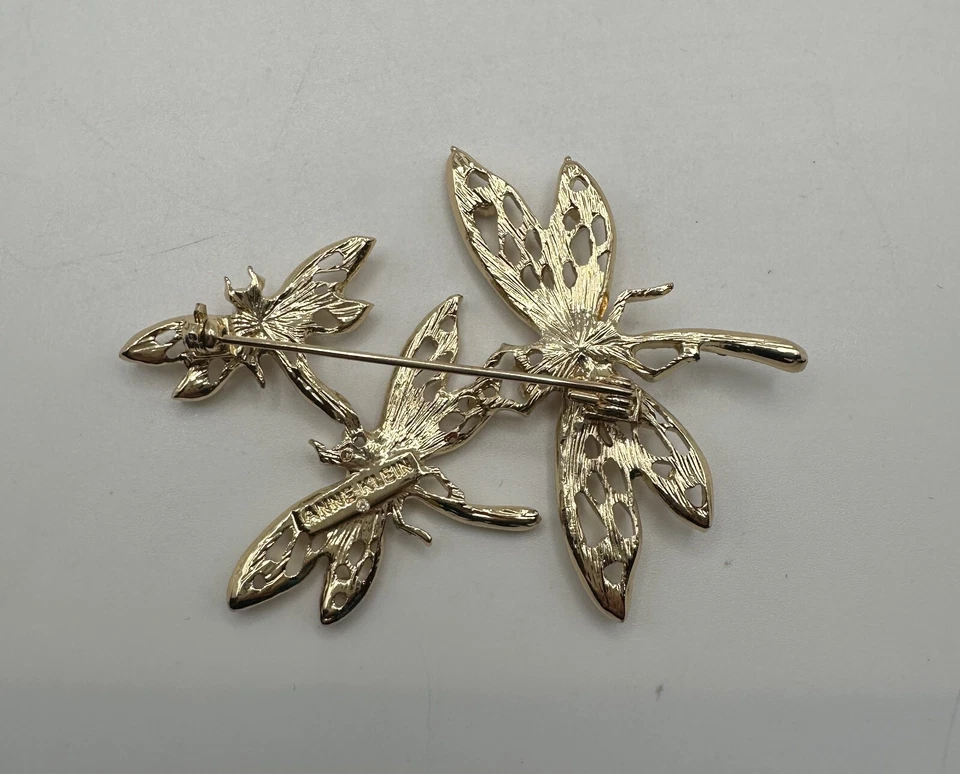 Broche Triple Libélula Anne Klein en Tono Dorado con Acentos de Cristal y Piedra Foto 4 de 4