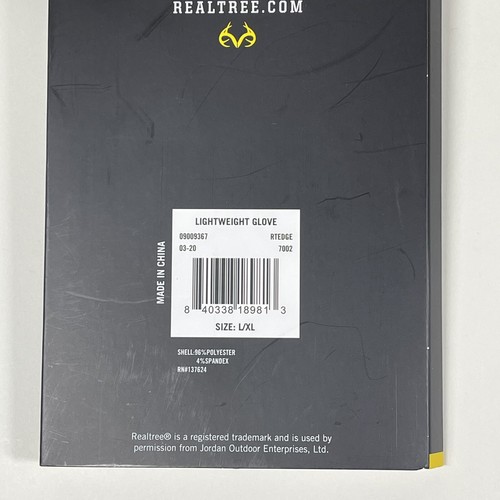 RealTree Edge • Men's Size L/XL Lightweight Gloves • Touch Screen Compatible NEW - Picture 5 of 6