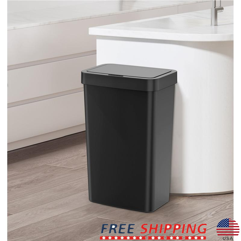 Touchless Kitchen Trash Can 13 Gal Motion Sensor Plastic Wastebasket Indoor Use