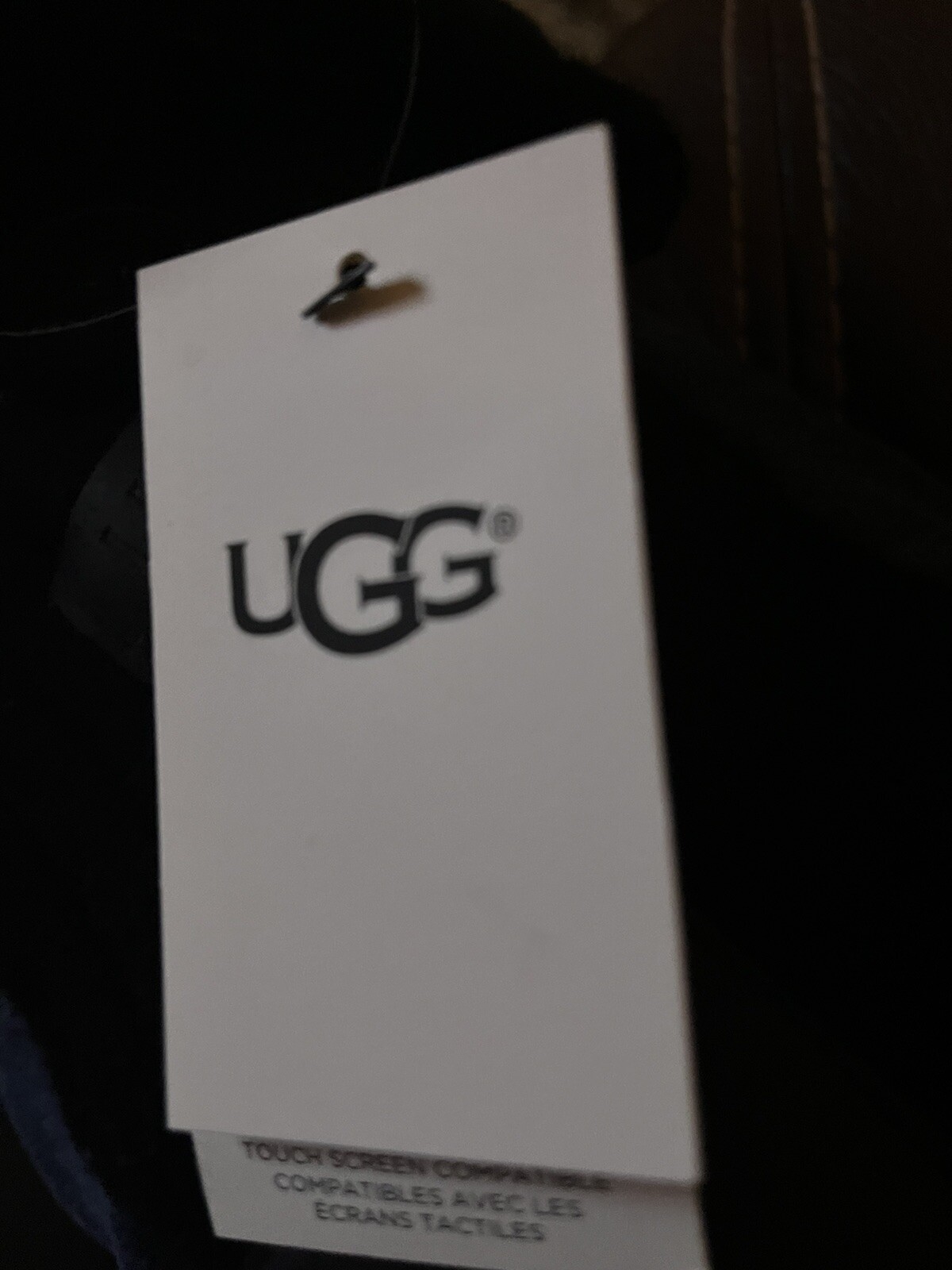 UGG MENS BLACK KNIT GLOVES WITH FUR AND LEATHER PALMS Size SM/MEDIUM