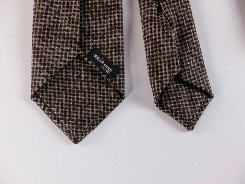KITON hand made 7 fold brown wool silk blend tie authentic NWT Italy - Изображение 4 из 4
