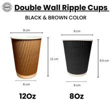 Double Wall Ripple Coffee Cups Disposable 8oz/12oz Hot&Cold Use Insulated