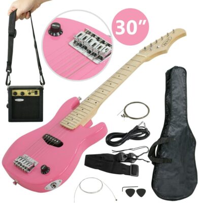 30'' Full Size Pink Electric Guitar With Amp Much More Guitar Combo Accessory