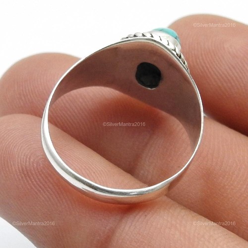Turquoise Gemstone Solid Silver Unique Cocktail Statement Wife Ring Jewelry US 6 - Picture 5 of 10