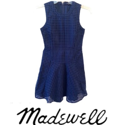 MADEWELL Dress Eyelet Overlay Sunshade Navy Fit Flare C7796 (SP15) 100% Cotton 4