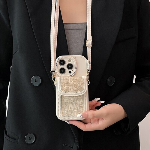 Für iPhone 11 12 13 14 15 Case Hülle Schutzhülle Cover mit Handy Band Kartenetui - Afbeelding 4 van 14